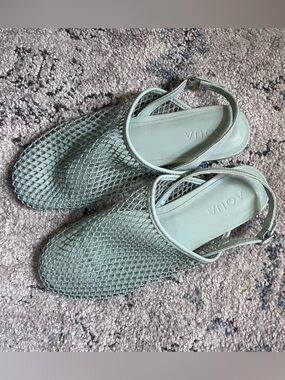Aqua Mint Green Mesh Slingback Mules